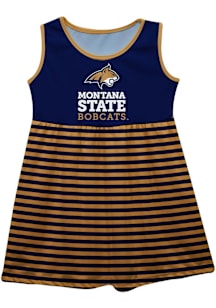Vive La Fete Montana State Bobcats Girls Blue Stripes Short Sleeve Dress