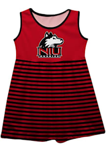 Vive La Fete Northern Illinois Huskies Girls Red Stripes Short Sleeve Dress
