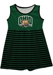 Ohio Bobcats Girls Green Stripes Short Sleeve Dress