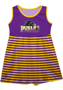 Prairie View A&amp;M Panthers Girls Purple Stripes Short Sleeve Dress