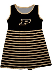 Purdue Boilermakers Girls Black Stripes Short Sleeve Dress
