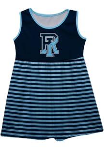 Rhode Island Rams Girls Navy Blue Stripes Short Sleeve Dress