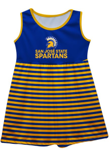 Vive La Fete San Jose State Spartans Girls Blue Stripes Short Sleeve Dress