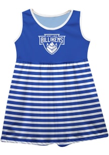 Saint Louis Billikens Girls Blue Stripes Short Sleeve Dress