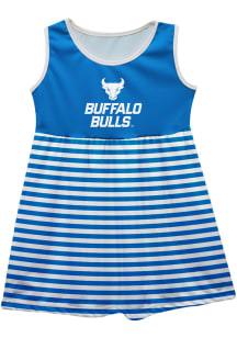 Buffalo Bulls Girls Blue Stripes Short Sleeve Dress