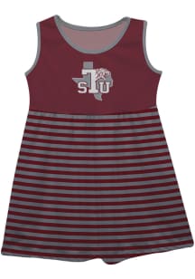 Texas Southern Tigers Girls Maroon Stripes Short Sleeve Dress