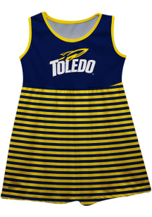 Toledo Rockets Girls Navy Blue Stripes Short Sleeve Dress