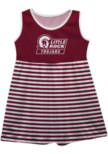 U of A at Little Rock Trojans Girls Maroon Stripes Short Sleeve Dress