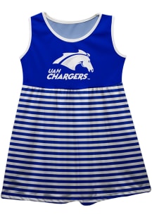 UAH Chargers Girls Blue Stripes Short Sleeve Dress
