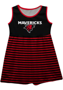 UNO Mavericks Girls Black Stripes Short Sleeve Dress