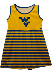 West Virginia Mountaineers Girls Gold Stripes Short Sleeve Dress