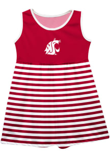 Vive La Fete Washington State Cougars Girls Red Stripes Short Sleeve Dress