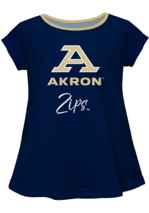 Akron Zips Infant Girls Script Blouse Short Sleeve T-Shirt Blue