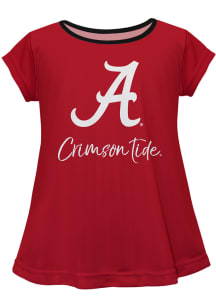 Vive La Fete Alabama Crimson Tide Infant Girls Script Blouse Short Sleeve T-Shirt Red