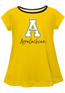 Appalachian State Mountaineers Infant Girls Script Blouse Short Sleeve T-Shirt Gold