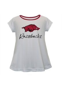 Arkansas Razorbacks Infant Girls Script Blouse Short Sleeve T-Shirt White
