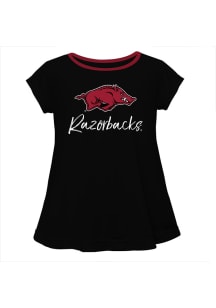 Arkansas Razorbacks Infant Girls Script Blouse Short Sleeve T-Shirt Black
