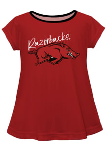 Arkansas Razorbacks Infant Girls Script Blouse Short Sleeve T-Shirt Red