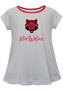 Arkansas State Red Wolves Infant Girls Script Blouse Short Sleeve T-Shirt White