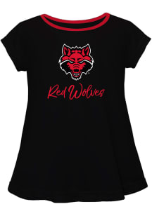 Arkansas State Red Wolves Infant Girls Script Blouse Short Sleeve T-Shirt Black