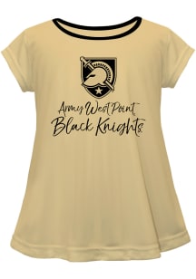 Army Black Knights Infant Girls Script Blouse Short Sleeve T-Shirt Gold