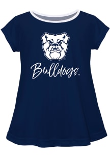 Vive La Fete Butler Bulldogs Infant Girls Script Blouse Short Sleeve T-Shirt Navy Blue