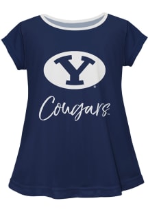 BYU Cougars Infant Girls Script Blouse Short Sleeve T-Shirt Navy Blue