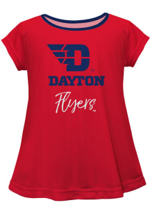 Dayton Flyers Infant Girls Script Blouse Short Sleeve T-Shirt Red