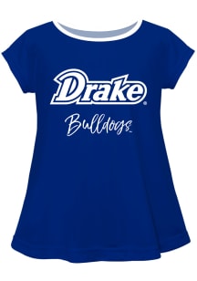 Drake Bulldogs Infant Girls Script Blouse Short Sleeve T-Shirt Blue