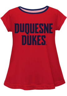 Duquesne Dukes Infant Girls Script Blouse Short Sleeve T-Shirt Red