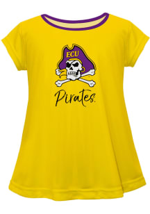 East Carolina Pirates Infant Girls Script Blouse Short Sleeve T-Shirt Gold