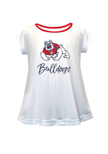 Fresno State Bulldogs Infant Girls Script Blouse Short Sleeve T-Shirt White