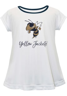 GA Tech Yellow Jackets Infant Girls Script Blouse Short Sleeve T-Shirt White
