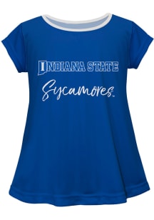 Indiana State Sycamores Infant Girls Script Blouse Short Sleeve T-Shirt Blue