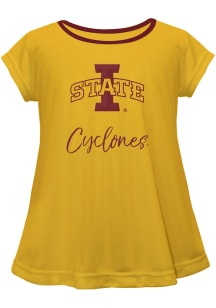 Iowa State Cyclones Infant Girls Script Blouse Short Sleeve T-Shirt Gold