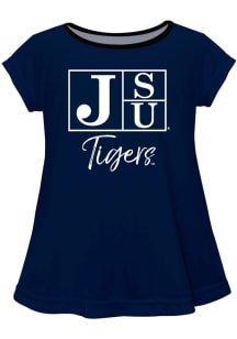 Jackson State Tigers Infant Girls Script Blouse Short Sleeve T-Shirt Navy Blue