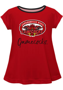 Jacksonville State Gamecocks Infant Girls Script Blouse Short Sleeve T-Shirt Red
