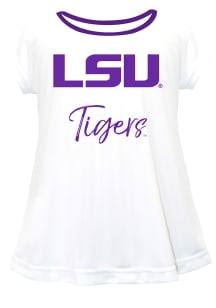 LSU Tigers Infant Girls Script Blouse Short Sleeve T-Shirt White