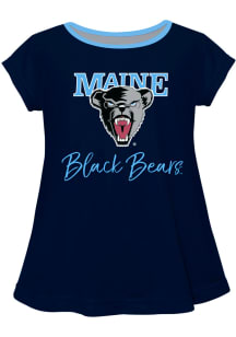 Maine Black Bears Infant Girls Script Blouse Short Sleeve T-Shirt Navy Blue