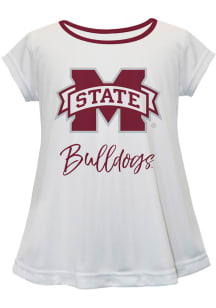 Mississippi State Bulldogs Infant Girls Script Blouse Short Sleeve T-Shirt White