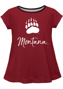 Montana Grizzlies Infant Girls Script Blouse Short Sleeve T-Shirt Maroon