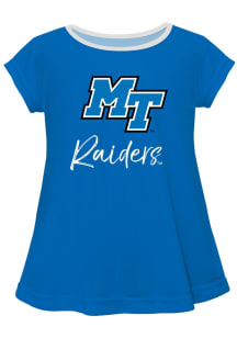 Vive La Fete Middle Tennessee Blue Raiders Infant Girls Script Blouse Short Sleeve T-Shirt Blue