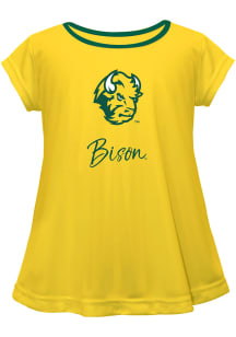 Vive La Fete North Dakota State Bison Infant Girls Script Blouse Short Sleeve T-Shirt Yellow