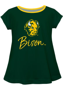 Vive La Fete North Dakota State Bison Infant Girls Script Blouse Short Sleeve T-Shirt Green