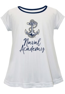 Navy Midshipmen Infant Girls Script Blouse Short Sleeve T-Shirt White