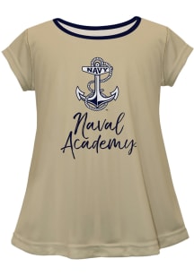 Navy Midshipmen Infant Girls Script Blouse Short Sleeve T-Shirt Gold