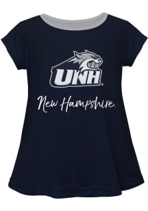 New Hampshire Wildcats Infant Girls Script Blouse Short Sleeve T-Shirt Navy Blue