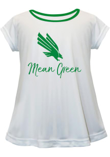 North Texas Mean Green Infant Girls Script Blouse Short Sleeve T-Shirt White
