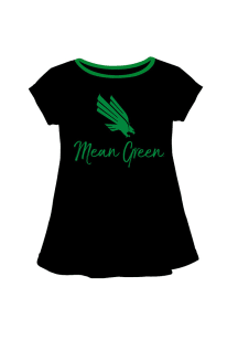 North Texas Mean Green Infant Girls Script Blouse Short Sleeve T-Shirt Black