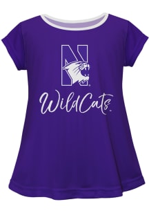 Northwestern Wildcats Infant Girls Script Blouse Short Sleeve T-Shirt Purple